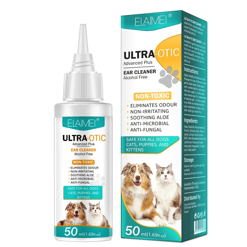 50ml Pet Aloe Ear Cleanser Remove Earwax ANTI-FUNGAL NON-IRRITATING Ear Cleaning Products for Cats and Dogs