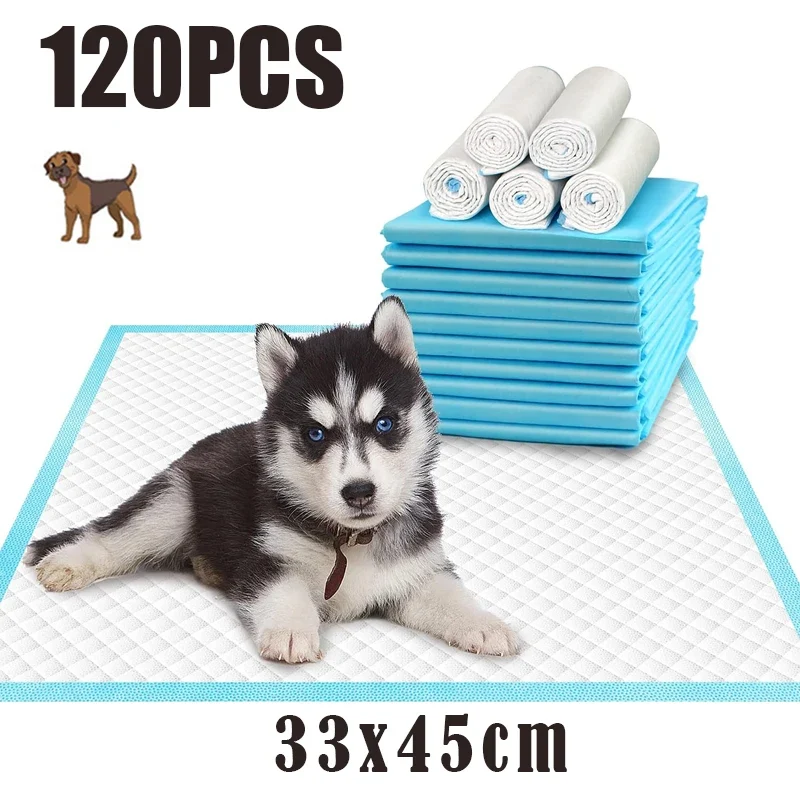 120Pcs Super Absorbent Pet Diaper Dog Training Pee Pads Disposable Healthy Nappy Mat For Cats Dog Diapers Quick-dry Surface Mat