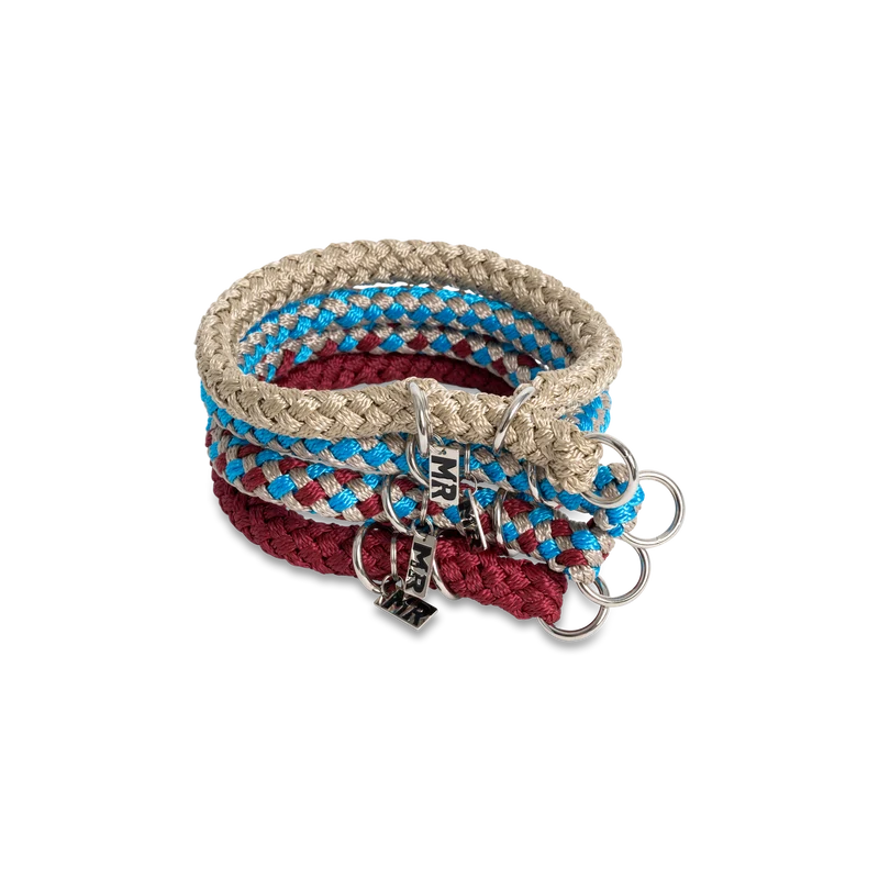 Hundehalsband Tauwerk Türkis-Karamell
