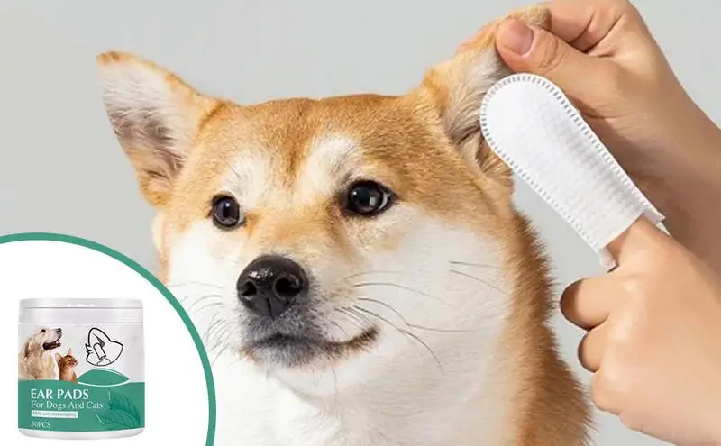 Ear Wipes For Dogs Portable Pet Ear Cleaning Wipes 50pcs Pets Dog Eyes Ears Cleaning Wipes Ear Wax Cleaning Finger Cots for pets