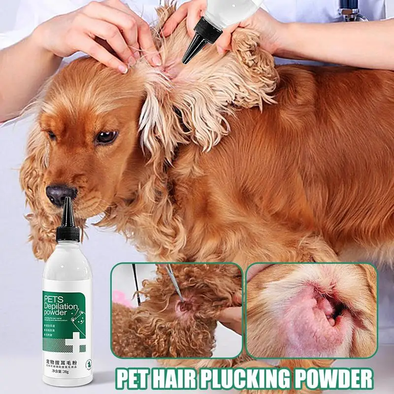 Dog Ear Powder Dog Ear Plucking Powder Painless Hair Removal Powder Dog Ear Solution Ear Plucking Powder Treats Infected pet Ear