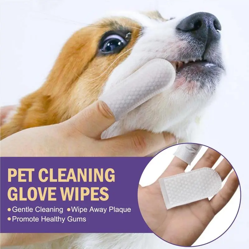 Pet Cleaning Wipes For Cats Dogs Gentle Gum Care Finger Toothbrush Eye Tear Ear Stain Remover Disposable Grooming Cleaning Tools