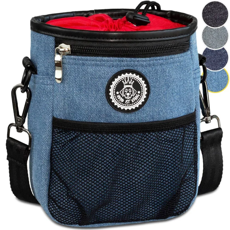 HUND IST KÖNIG® Premium Leckerlibeutel für Hunde: Blau 18 x 16 x 6 cm