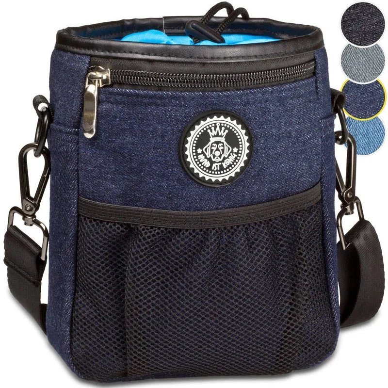 HUND IST KÖNIG® Premium Leckerlibeutel für Hunde: Blau 18 x 16 x 6 cm