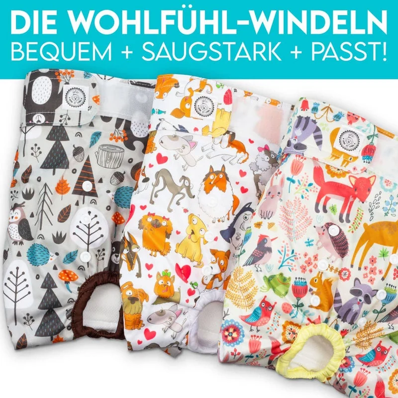HUND IST KÖNIG 3x Saugstarke Hundewindeln Hündin (Waldtiere)