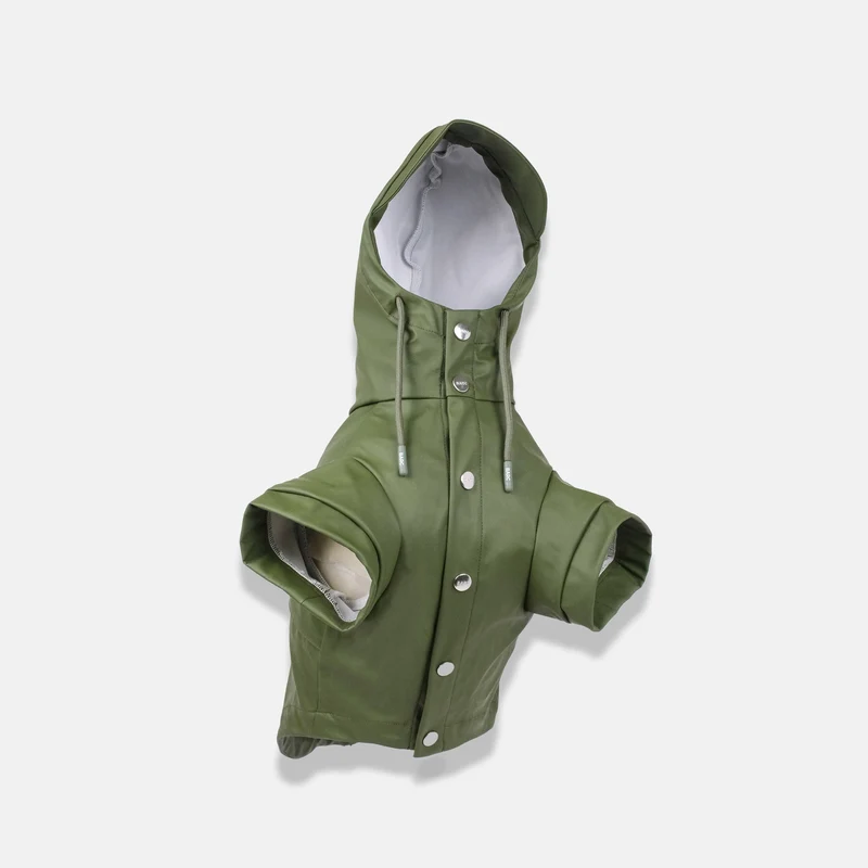 Grüner Hunderegenmantel | Stylischer Hundemantel | Wasserdichter Hundemantel