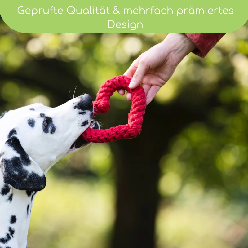 LABONI Heart ❤️ – Handgeknüpftes Hundespielzeug aus Baumwolle