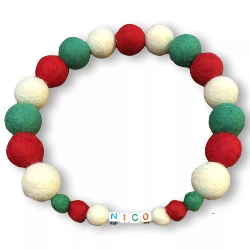Pompon-Halsband „Christmas Edition“ – handgefertigt & festlich