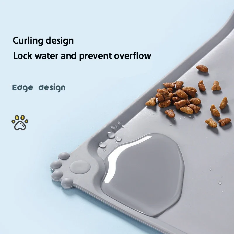 Waterproof Pet Mat Dog Cat Solid Color Silicone Pet Food Pad Pet Bowl Drinking Mat Dog Feeding Placemat Easy Washing