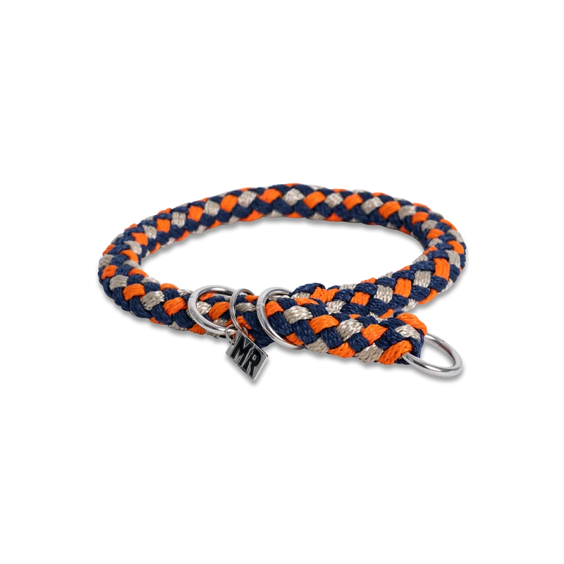 Hundehalsband Tauwerk Dunkelblau-Orange