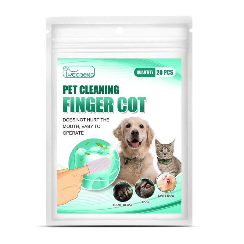 Teeth Cleaning Finger Wipes Cleansing Teeth Ear Eyes Wipes Pads Tear Stain For Dog Cat Teeth Cleaning Finger Wipes
