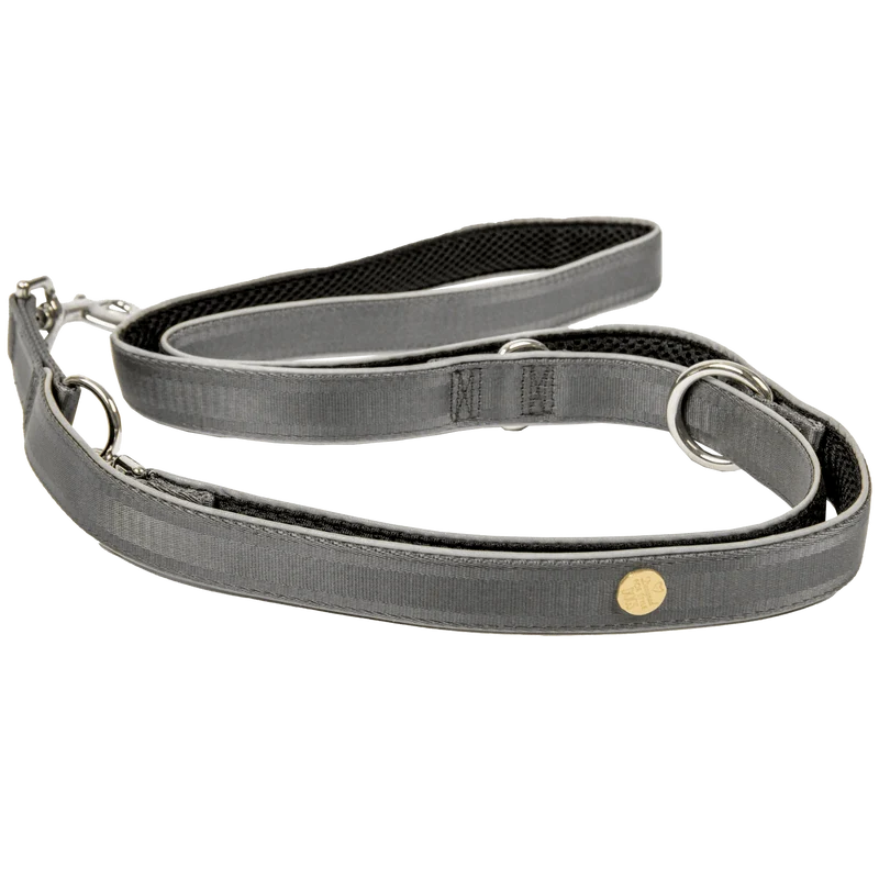 StyleSnout® Führleine Silver-Black – gepolstert, reflektierend & mehrfach verstellbar