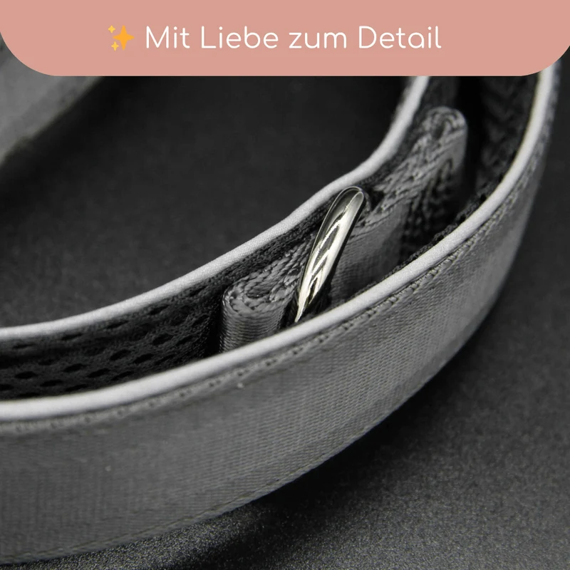 StyleSnout® Führleine Silver-Black – gepolstert, reflektierend & mehrfach verstellbar