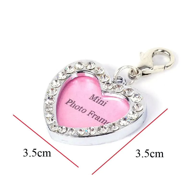 Dog ID Tag Pet Cat Collar Pendant Crystal Photo Frame Bone Heart Dog Tag Handwriting Name Phone Number Address Anti-lost Fashion