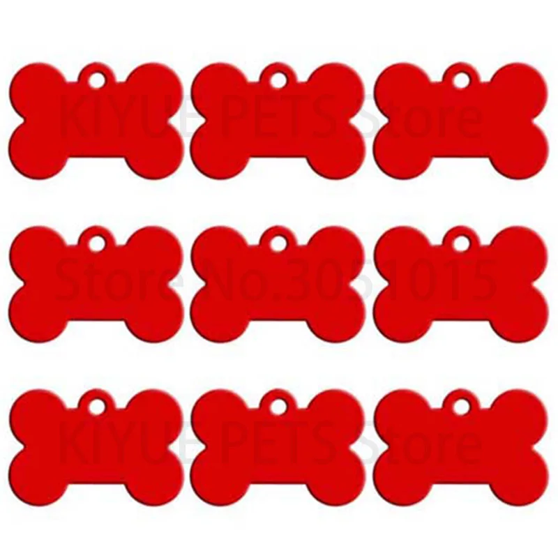 Wholesale 20pcs Bone Double Sides Personalized Dog ID Tags Aluminum Customized Cat Puppy Name Phone No. Tags Plate Keyrings