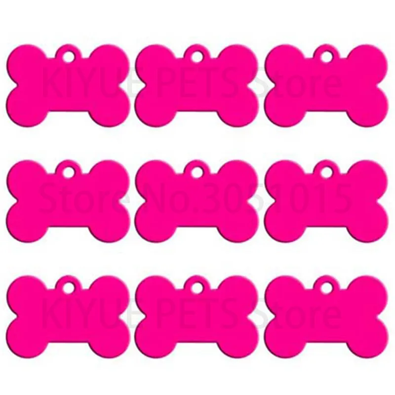 Wholesale 20pcs Bone Double Sides Personalized Dog ID Tags Aluminum Customized Cat Puppy Name Phone No. Tags Plate Keyrings