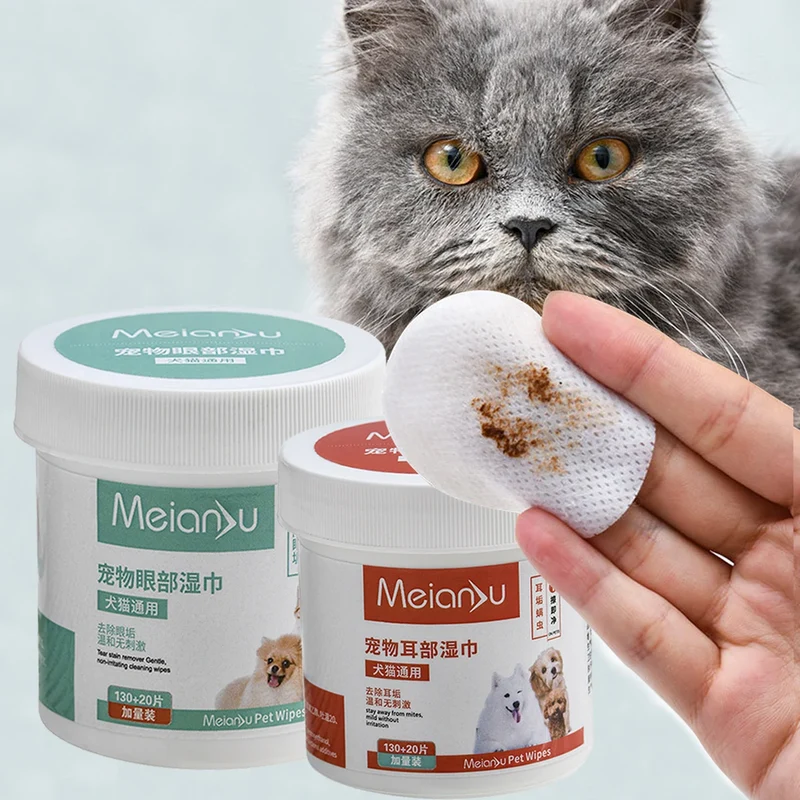 Pet Remove Dirt From Eyes and Ears Wipes Dog Cat Earwax Clean Ears Odor Remover Pets Wet Tissue Cleaning Tools Supplies