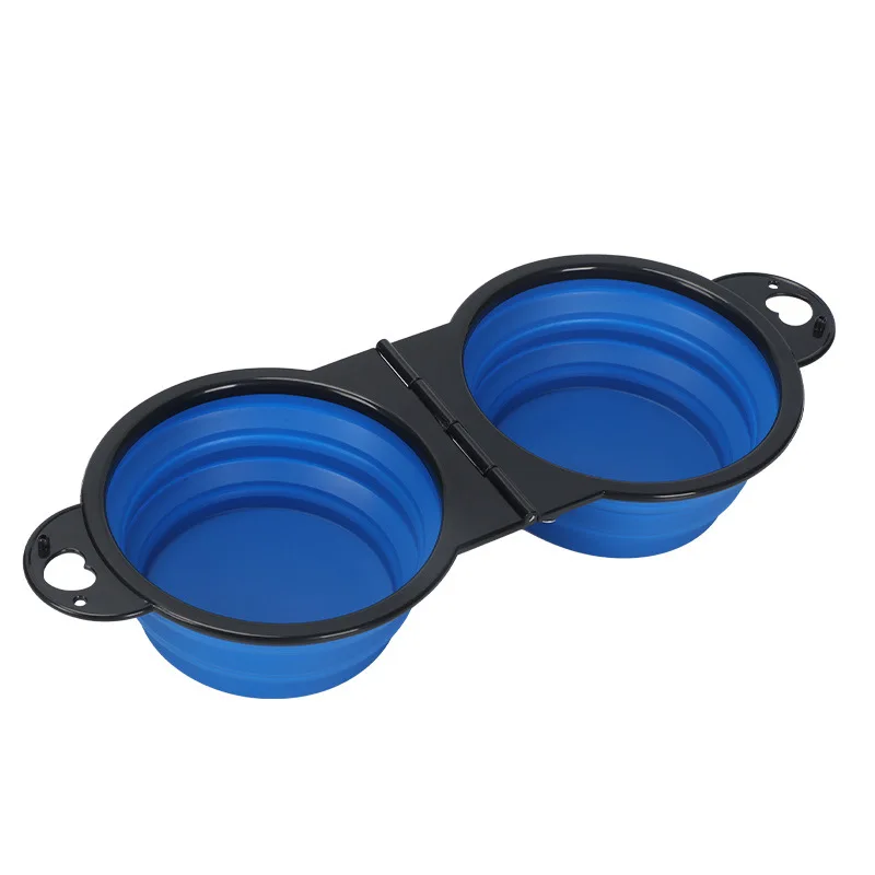 Foldable Portable Dog Double Bowl 2 In 1 pet feeder drinking dog bowls for dog outdoor travel cat dog feeding bowl Slow Food
