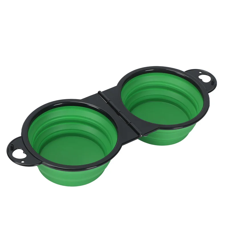 Foldable Portable Dog Double Bowl 2 In 1 pet feeder drinking dog bowls for dog outdoor travel cat dog feeding bowl Slow Food