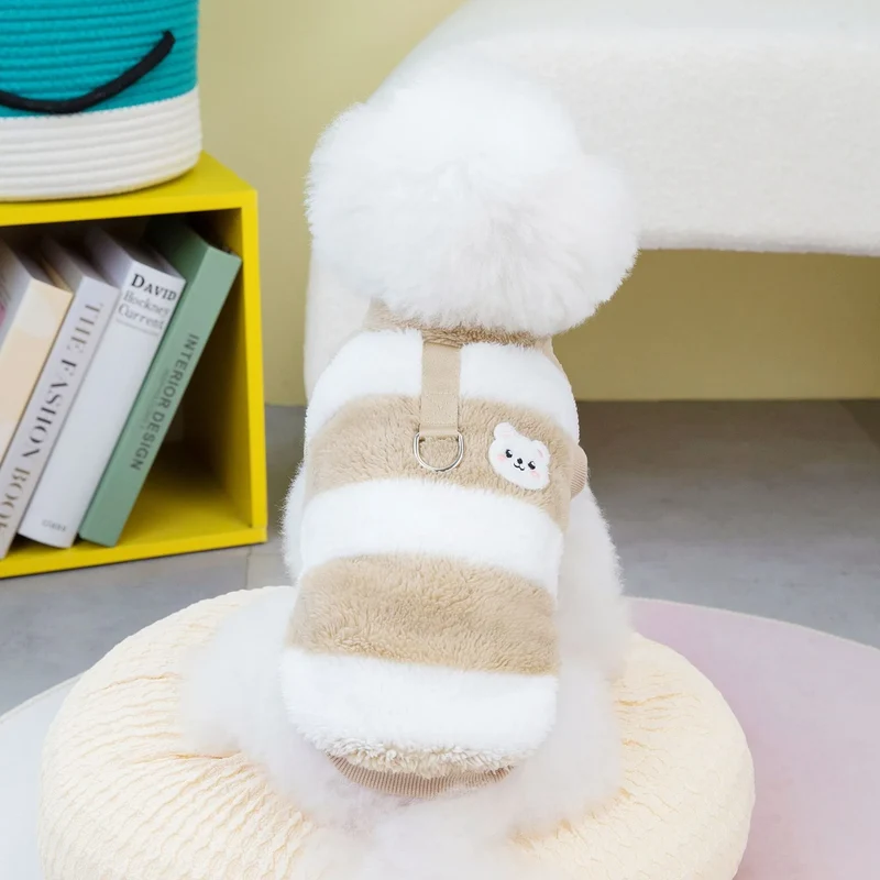 Pet Autumn And Winter Fleece Clothes Dog Cat Warm Coat Solid Color Fleece Sweatshirt For Small Medium Dogs Teddy Bichon Pullover