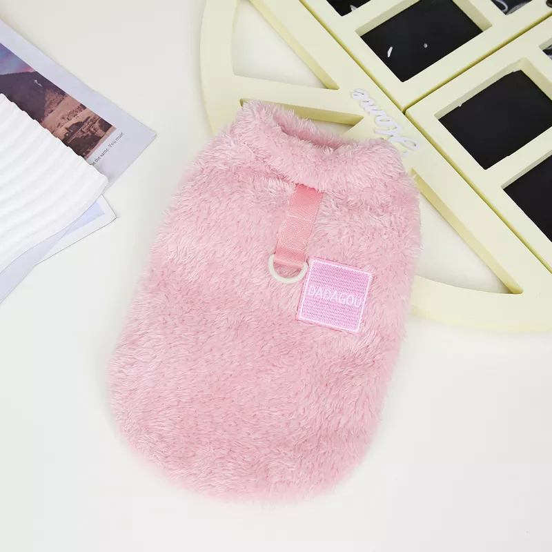 Pet Autumn And Winter Fleece Clothes Dog Cat Warm Coat Solid Color Fleece Sweatshirt For Small Medium Dogs Teddy Bichon Pullover