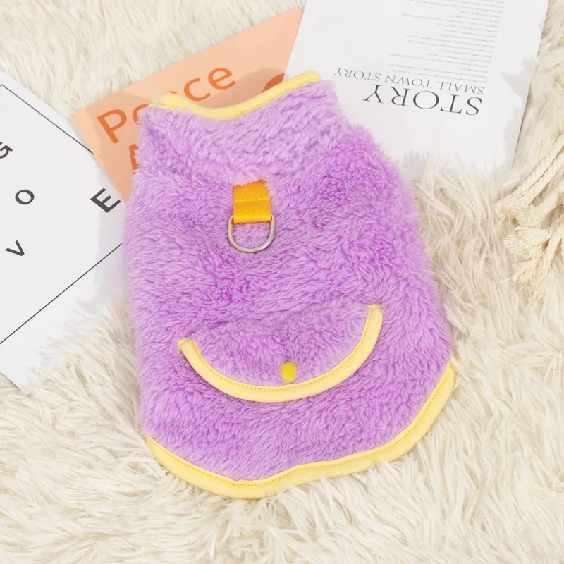 Pet Autumn And Winter Fleece Clothes Dog Cat Warm Coat Solid Color Fleece Sweatshirt For Small Medium Dogs Teddy Bichon Pullover