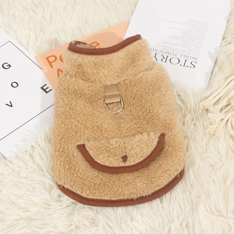 Pet Autumn And Winter Fleece Clothes Dog Cat Warm Coat Solid Color Fleece Sweatshirt For Small Medium Dogs Teddy Bichon Pullover