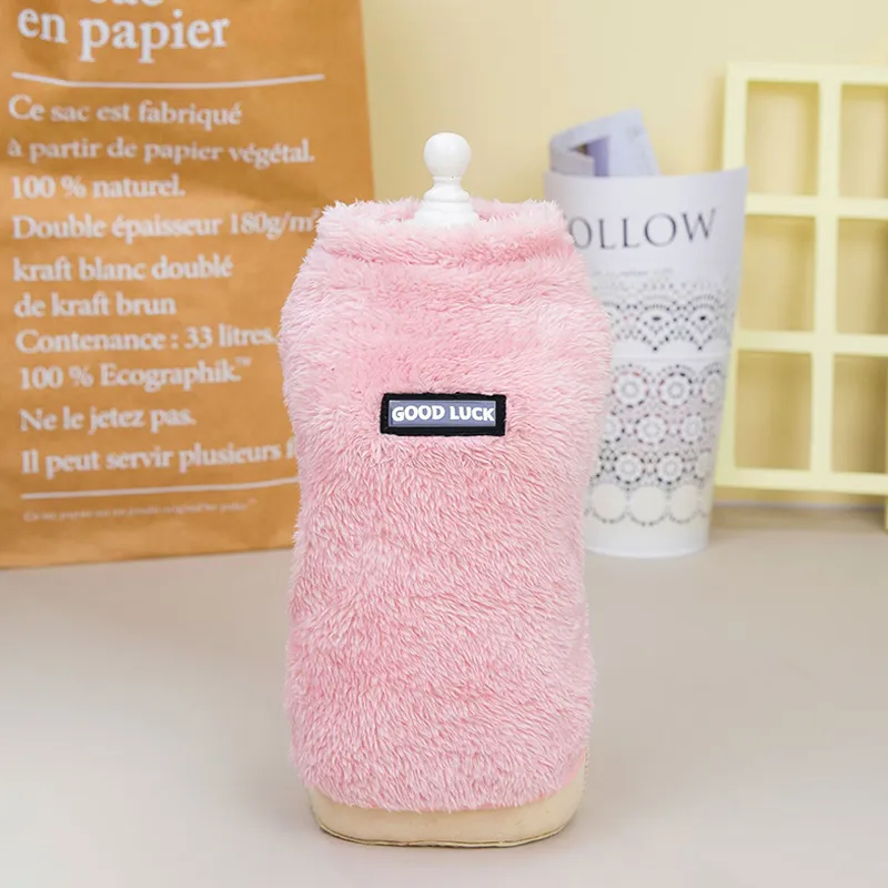 Pet Autumn And Winter Fleece Clothes Dog Cat Warm Coat Solid Color Fleece Sweatshirt For Small Medium Dogs Teddy Bichon Pullover