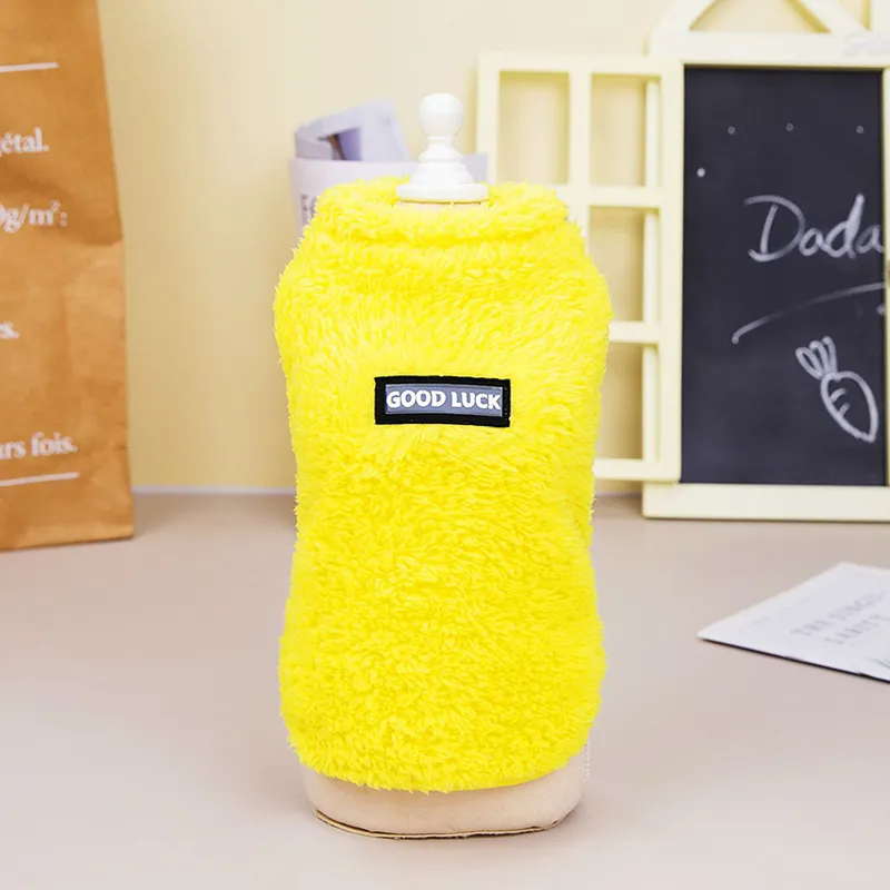 Pet Autumn And Winter Fleece Clothes Dog Cat Warm Coat Solid Color Fleece Sweatshirt For Small Medium Dogs Teddy Bichon Pullover