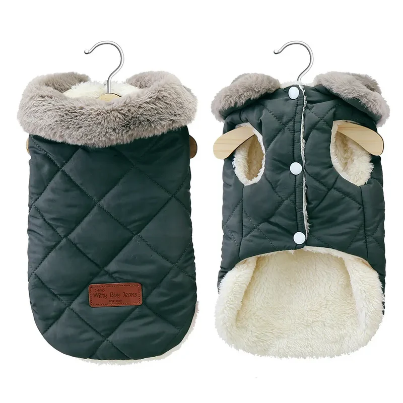 Warm Chihuahua Dog Cat Clothes Winter Fur Collar Small Dogs Puppy Coat Thick Cotton Pet Jacket Outfits Clothes for Small Dog Pug