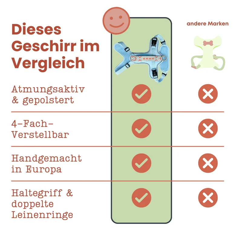 Hundegeschirr – Coral/Hellblau – Kollektion Très Chic von Hey Lana
