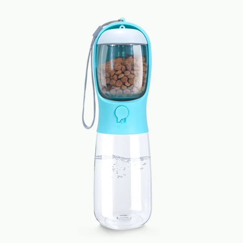 Food Grade material 2 in 1 Portable Pet Dog Water and Food Bottle for Walking Feeder for Dogs Drinking Bottle
