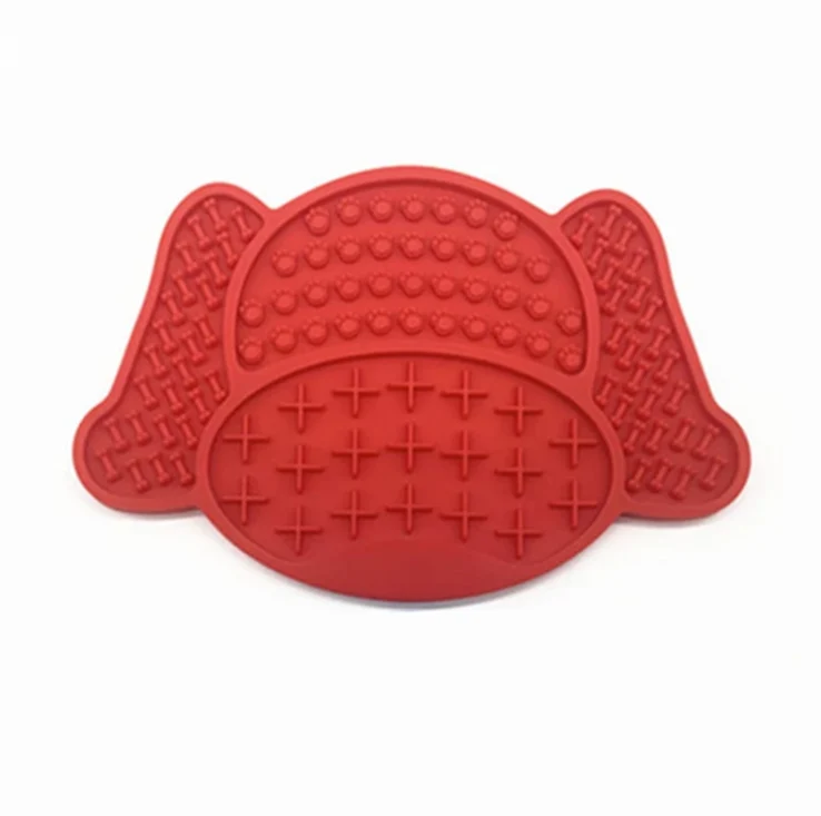 Amazon New DOG'S Head Silicone Pet Licking Mat Bone Slow Food Mat Dog Slow Food Mat Dripping Licking Mat