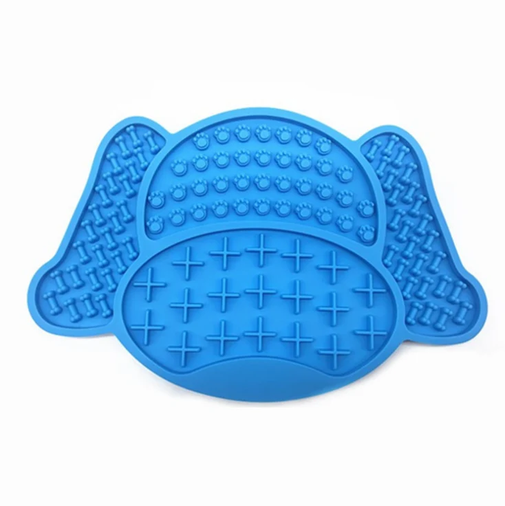 Amazon New DOG'S Head Silicone Pet Licking Mat Bone Slow Food Mat Dog Slow Food Mat Dripping Licking Mat