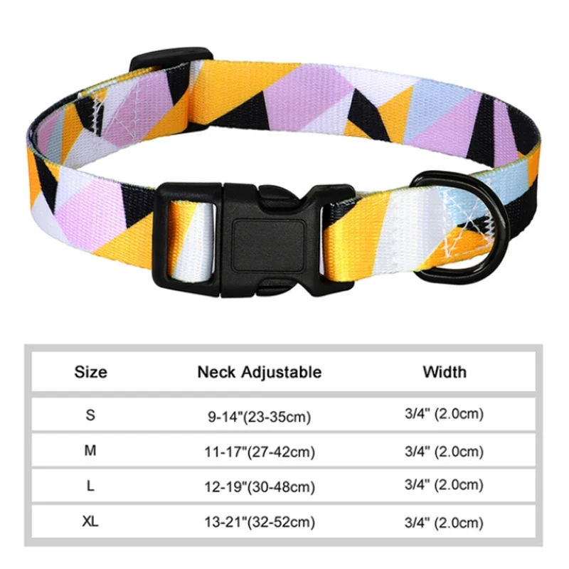 Nylon Flower Dog Collar Floral Printed Dog Cat Collars Adjustable Puppy Collar for Small Medium Large Dog Chihuahua Bulldog Pug