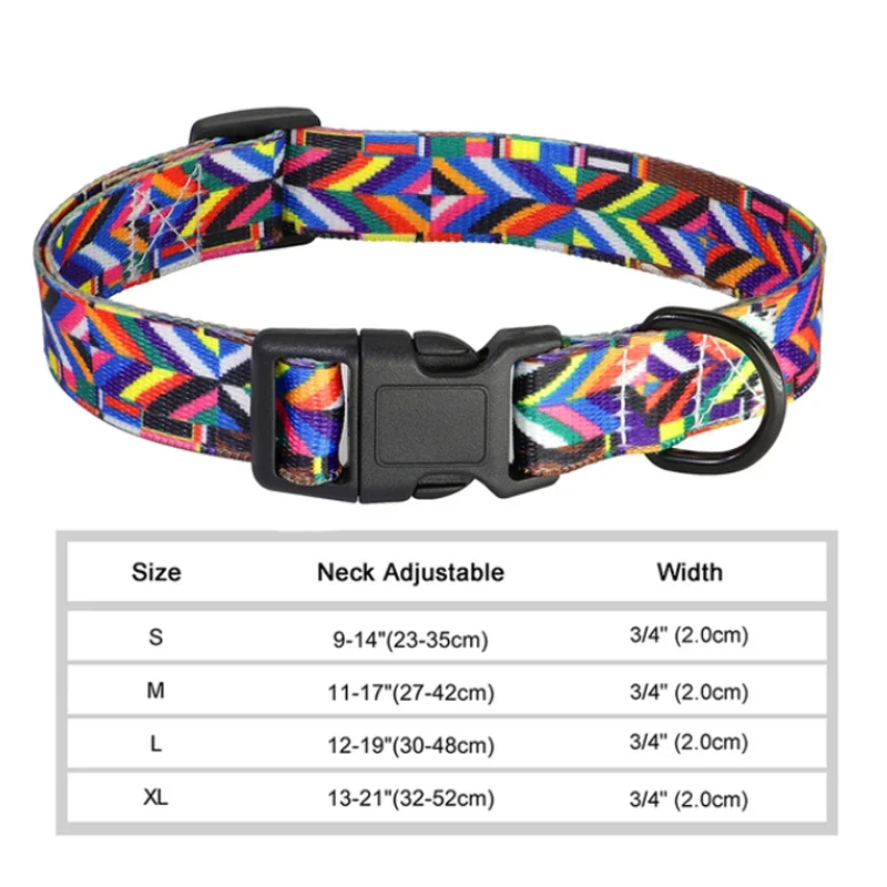 Nylon Flower Dog Collar Floral Printed Dog Cat Collars Adjustable Puppy Collar for Small Medium Large Dog Chihuahua Bulldog Pug