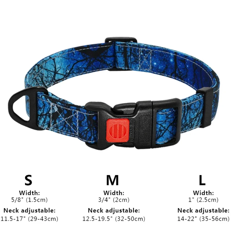 Nylon Flower Dog Collar Floral Printed Dog Cat Collars Adjustable Puppy Collar for Small Medium Large Dog Chihuahua Bulldog Pug