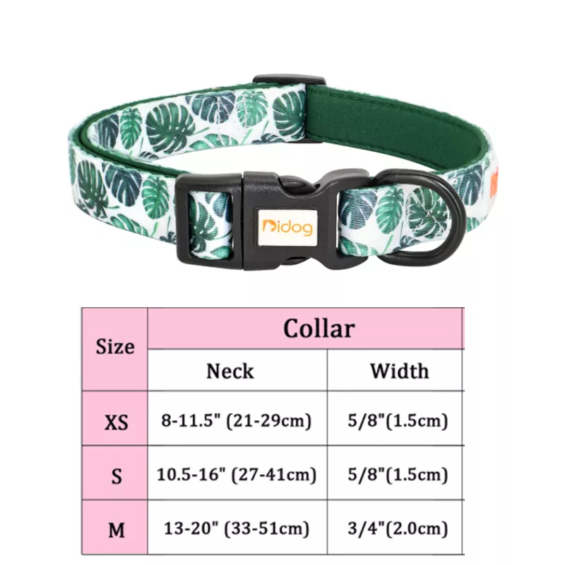 Nylon Flower Dog Collar Floral Printed Dog Cat Collars Adjustable Puppy Collar for Small Medium Large Dog Chihuahua Bulldog Pug