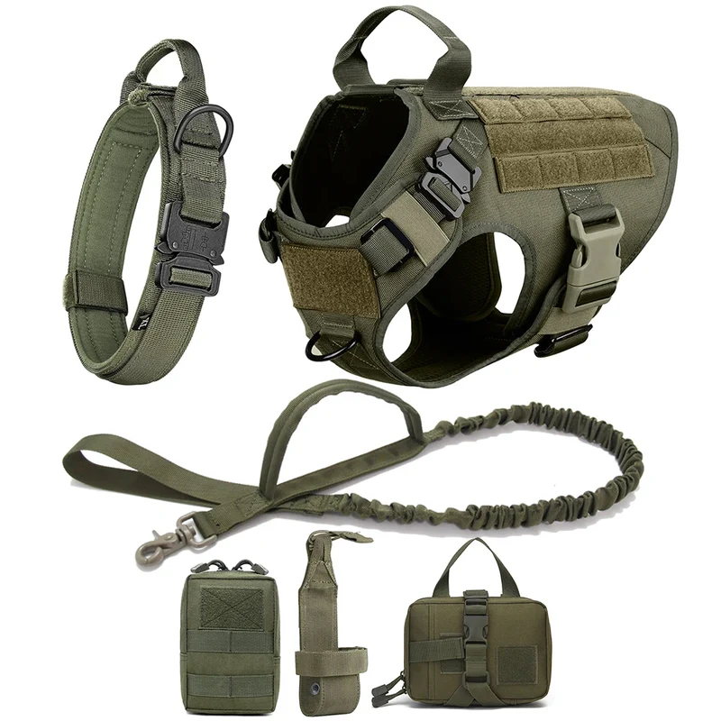 Large Dog Collar Military Dog Harness And Leash Set Pet Training Vest Tactical German Shepherd K9 Harnesses For Small Dogs
