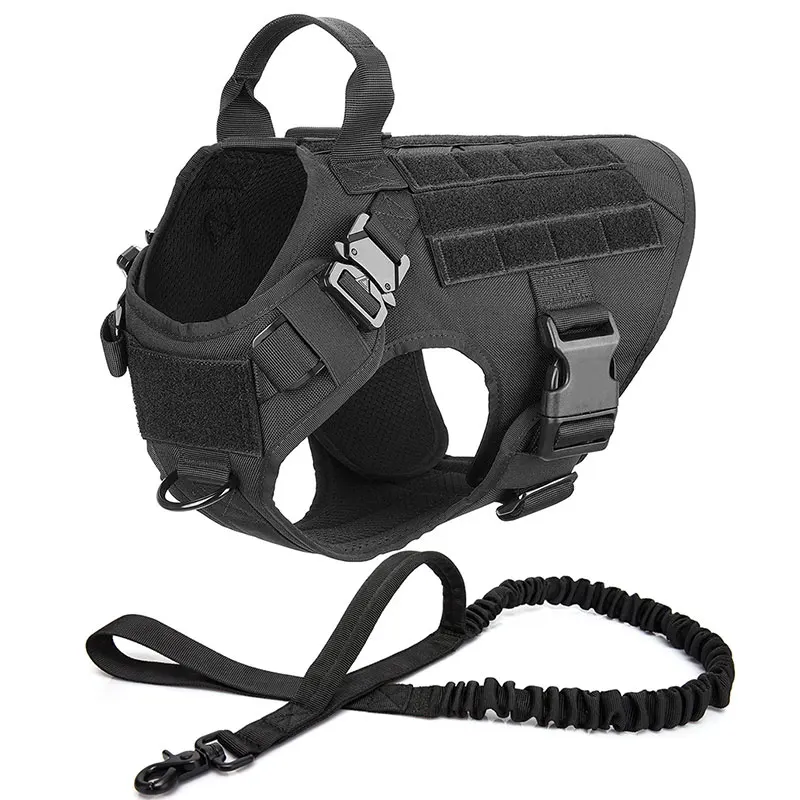 Large Dog Collar Military Dog Harness And Leash Set Pet Training Vest Tactical German Shepherd K9 Harnesses For Small Dogs