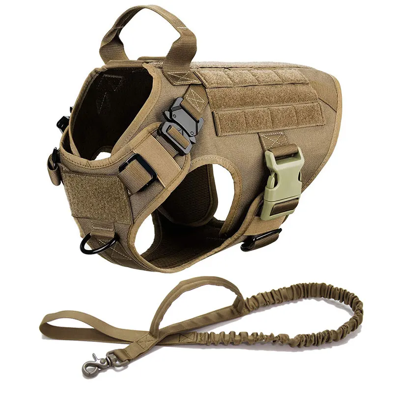 Large Dog Collar Military Dog Harness And Leash Set Pet Training Vest Tactical German Shepherd K9 Harnesses For Small Dogs