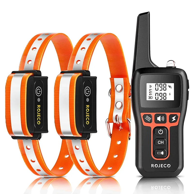 ROJECO 1000m Electric Dog Training Collar Remote Control Waterproof Rechargeable Pet Dog Bark Stop Shock Collar Electric Shocker