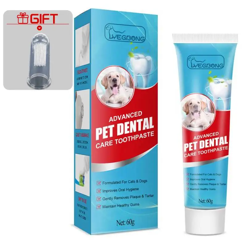 60g Pet Toothpaste Cat Dog Fresh Breath Toothpaste Deodorant Tartar Plaque Cleaning Dog Oral Care Edible Toothpaste Pet Products