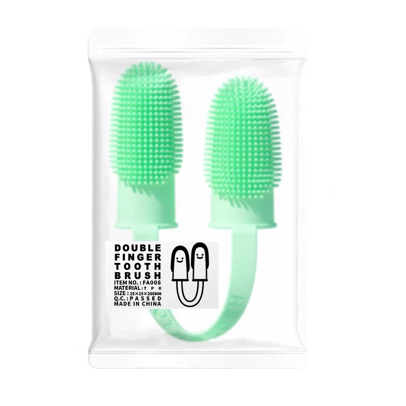 Pet Double Finger Toothbrush Dog Cat Pet Supplies Tooth Cleaning Finger Toothbrush Finger Stall Oral Cleaning Tools