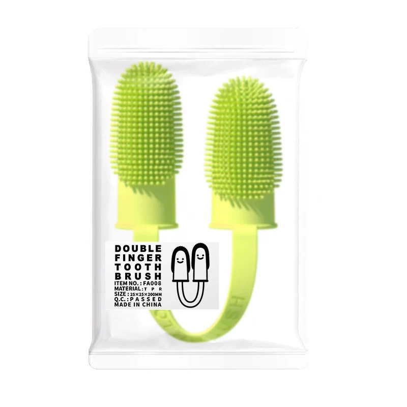 Pet Double Finger Toothbrush Dog Cat Pet Supplies Tooth Cleaning Finger Toothbrush Finger Stall Oral Cleaning Tools