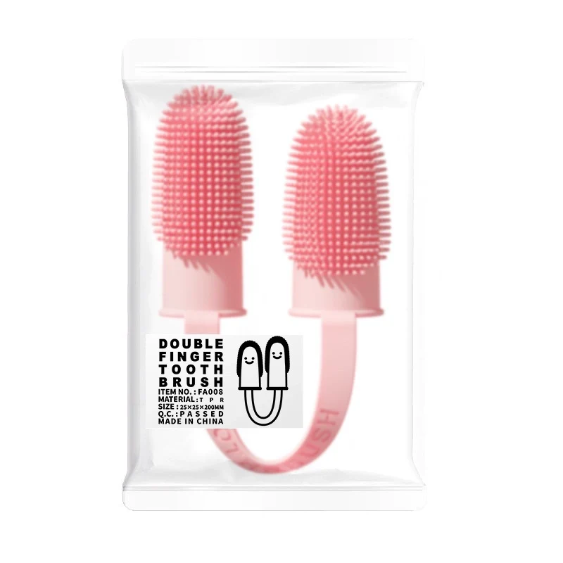 Pet Double Finger Toothbrush Dog Cat Pet Supplies Tooth Cleaning Finger Toothbrush Finger Stall Oral Cleaning Tools