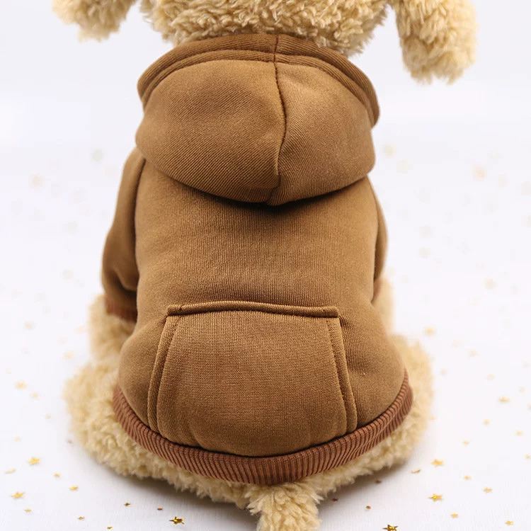 Pet Autumn Winter Sweater Pocket Two Feet Sports Wind Dog Cat Teddy Bichon Clothing Supplies