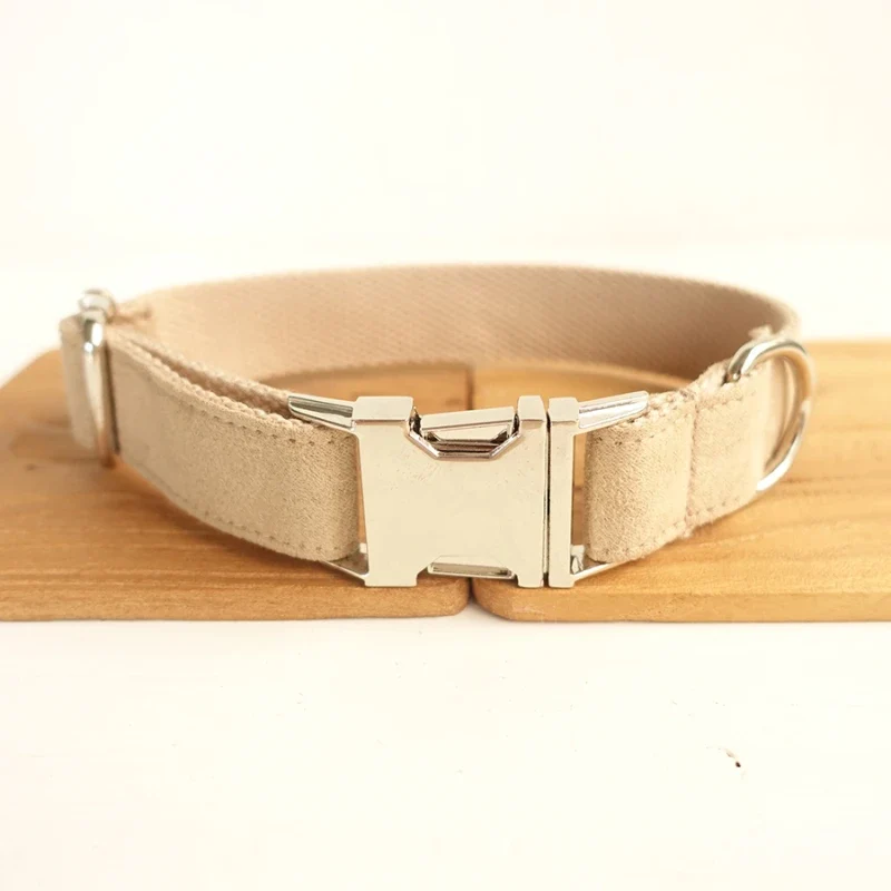 Personalized Dog Collar Customized Pet Collars Free Engraving ID Nameplate Tag Pet Accessory Multi Velvet Puppy Collar Leash