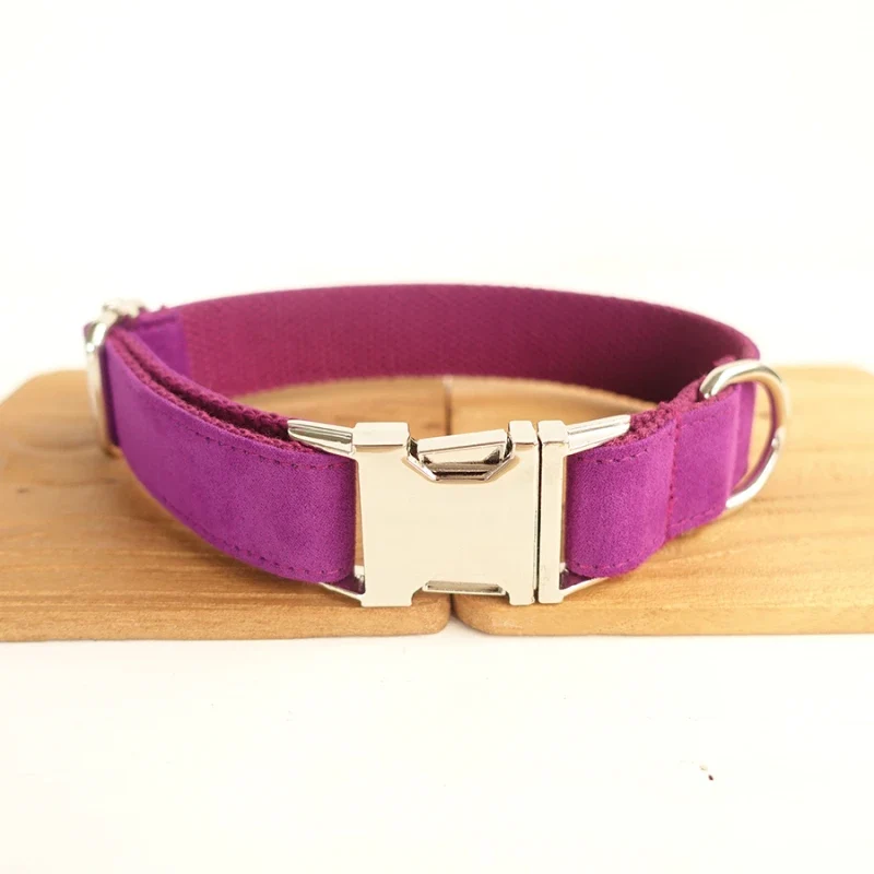 Personalized Dog Collar Customized Pet Collars Free Engraving ID Nameplate Tag Pet Accessory Multi Velvet Puppy Collar Leash