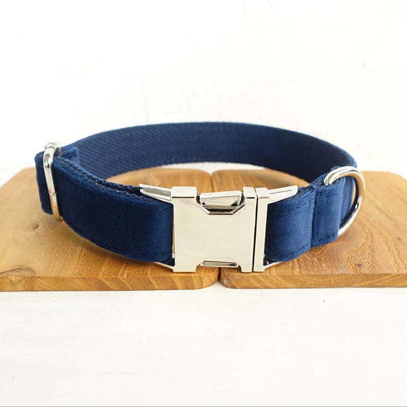 Personalized Dog Collar Customized Pet Collars Free Engraving ID Nameplate Tag Pet Accessory Multi Velvet Puppy Collar Leash